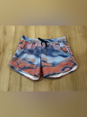 Columbia Omni-Shade Running Shorts Blue Pink Drawstring Pockets Size S